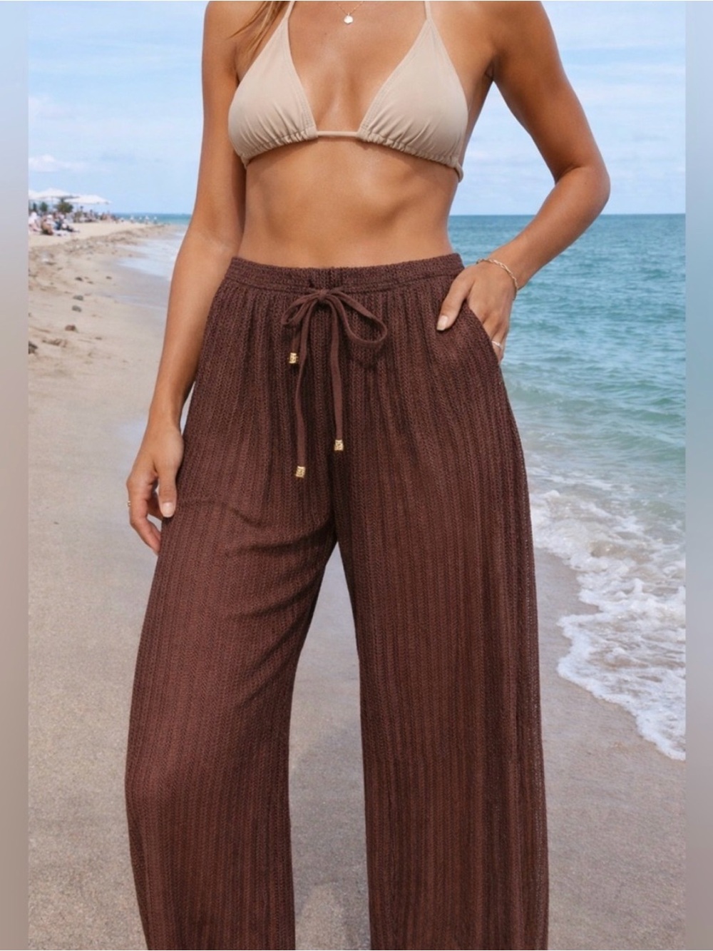 Waves To Coast Brown
Crochet Cover Up Pants Size
XL NWT Beachy